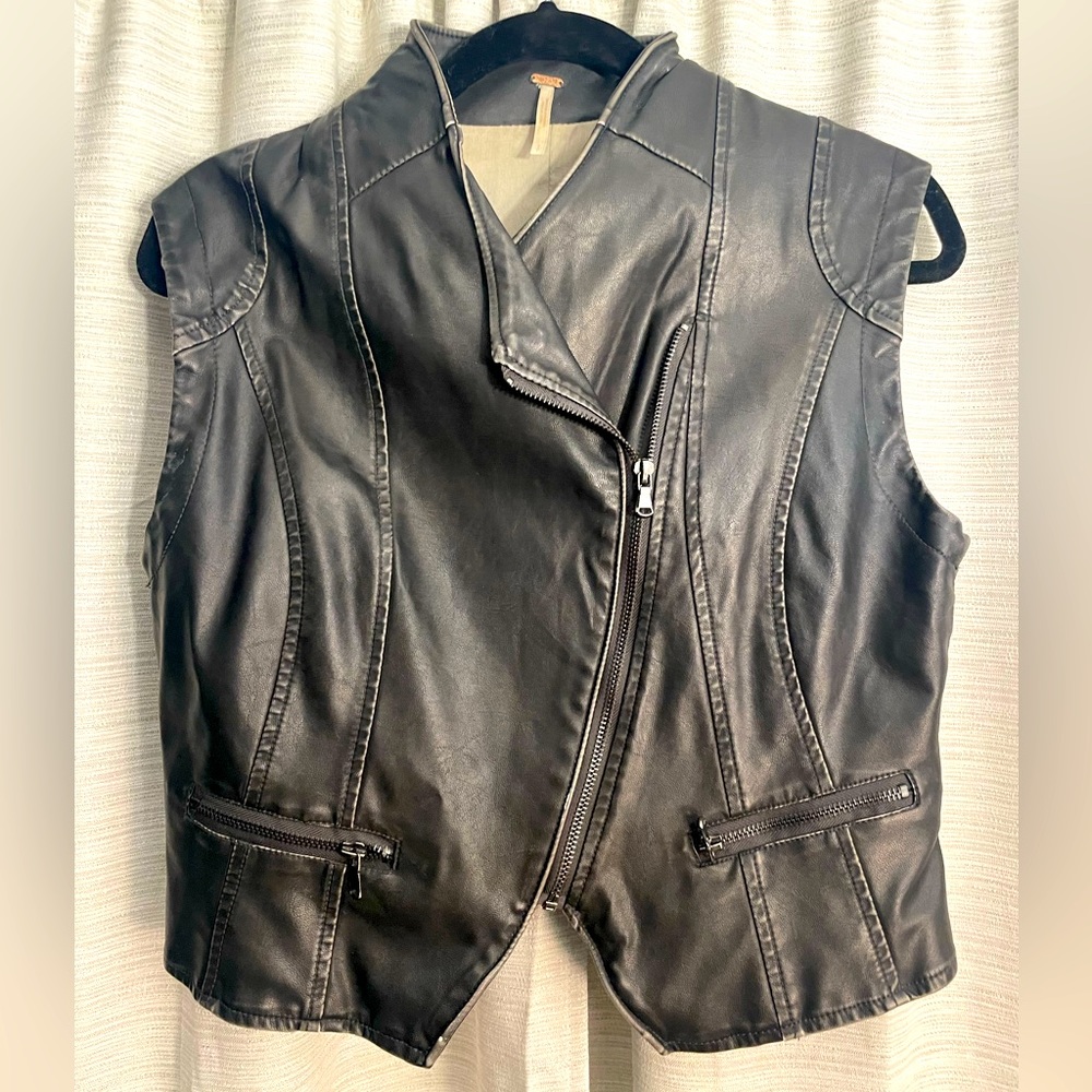 Free People Faux Leather Vest Size Small